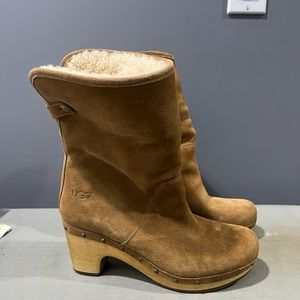 Ugg Chestnut Clog Booties with Shearling Lining
